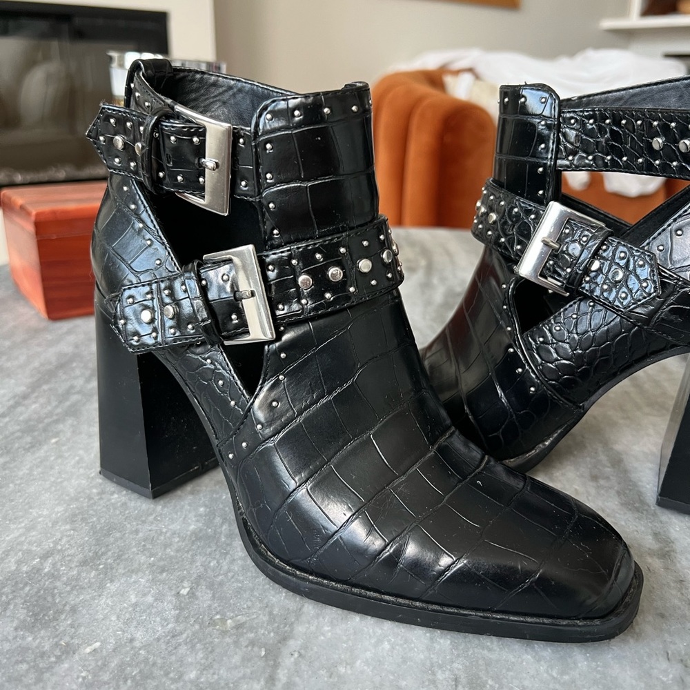 Zara studded snake skin bootie